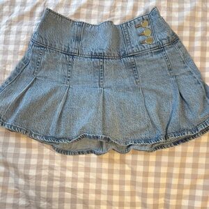 Light Wash Denim Skort with button detail